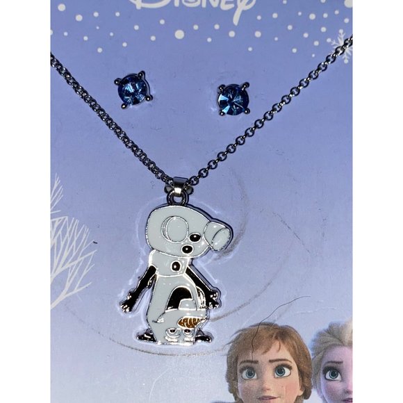 Girls Disney Frozen Olaf Snowman Necklace & Rhinestone Earring Set - Picture 2 of 3